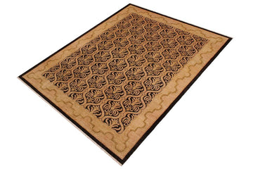 handmade Transitional Kafkaz Chobi Ziegler Black Tan Hand Knotted RECTANGLE 100% WOOL area rug 9 x 12
